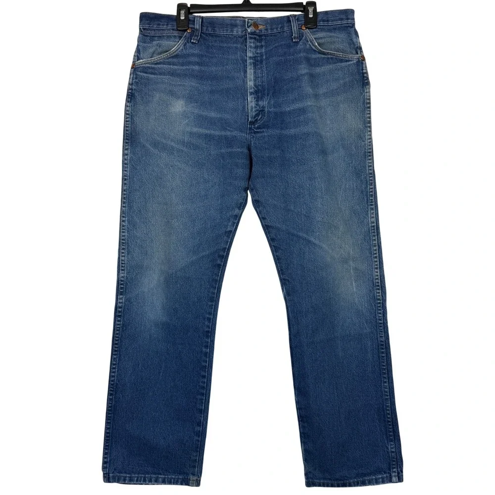 Wrangler COWBOY CUT Straight Leg 13MWZPW Mens 36x30 100% Cotton Denim Blue Jeans